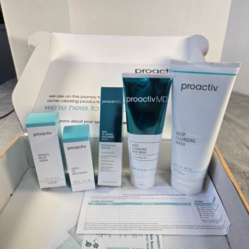 Proactiv ProactivMD 5pc Acne Treatment Set Face Wash Serum Moisturizer SPF 30